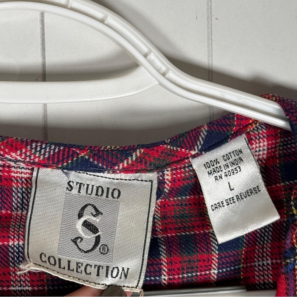 Vtg Studio Collection Red Plaid Patchwork Vest So… - image 7